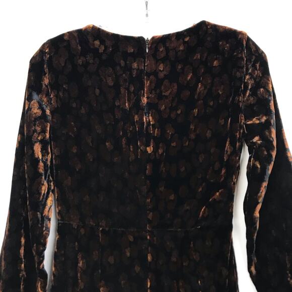 Zara TRF Leopard Print Velour Ruched Long Sleeve Dress Sz XS - Picture 5 of 8